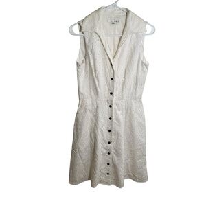 Sandra Darren Sleeveless Shirt Dress White Cream Eyelet Lace 6